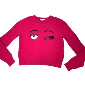 Chiara Ferragni Eyelike Flirting Eyes merino wool sweater Size M magenta pink